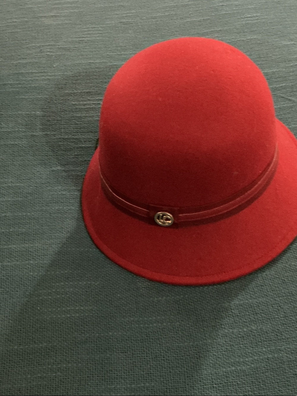 Red Wool Cloche Hat with Decorative Band